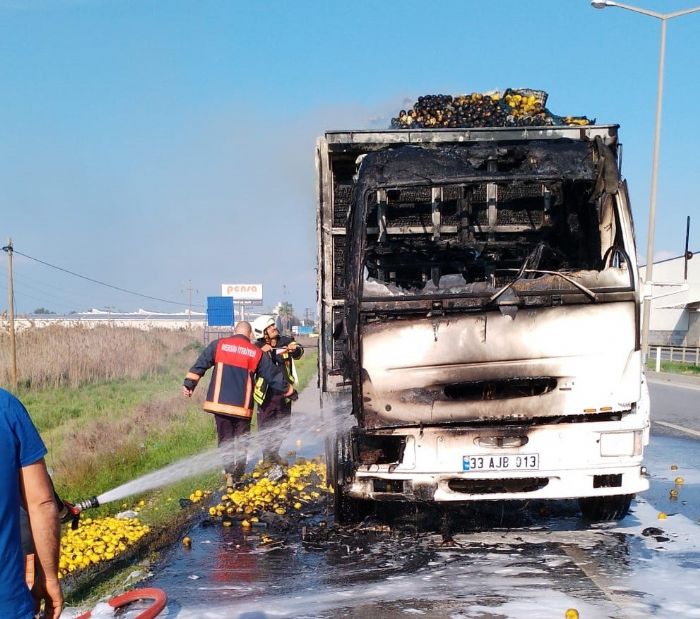 Limon ykl kamyonda kan yangn maddi hasara neden oldu